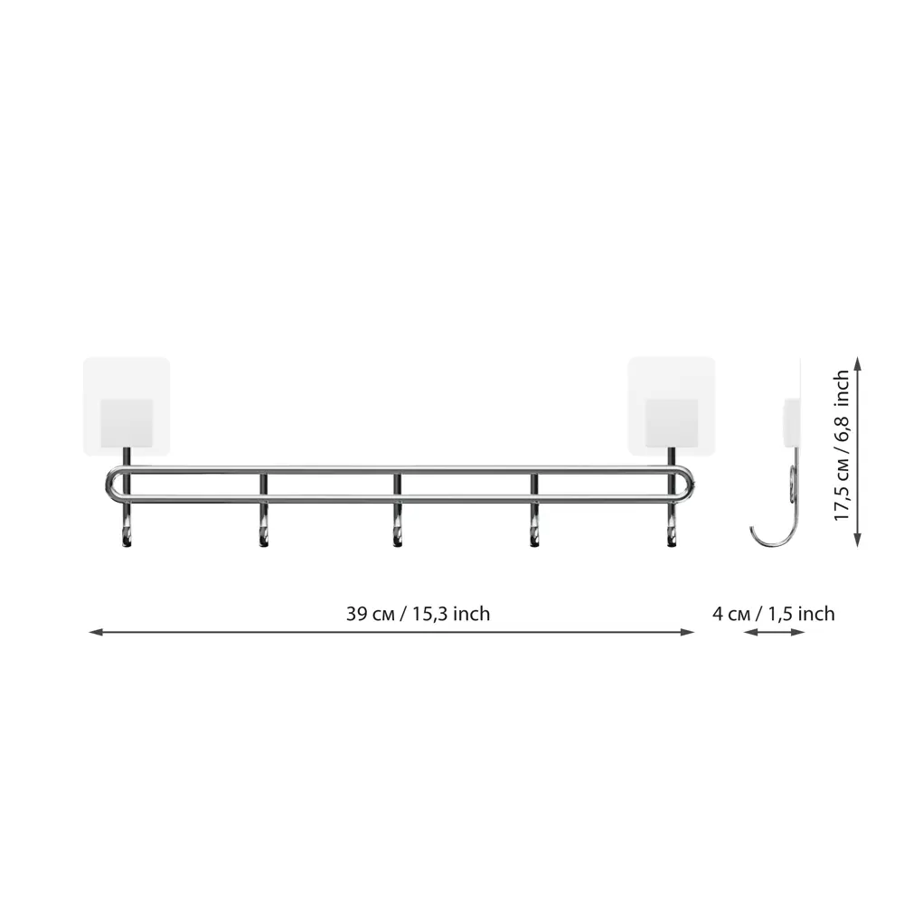 Держатель для полотенца Lemer You Color 4 крючка нержавеющая сталь цвет хром Нет STLM-2120757 - Вид №5