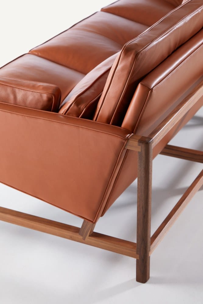 3-местный кожаный диван BassamFellows Wood Frame Lounge ARCH-00040011 - Вид №7