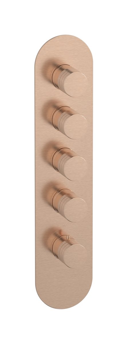 External part of thermostatic 4 ways, round plate, vertical, Vinile handle WE ARE IB eua412srnvn Brushed Rose Gold Aqua