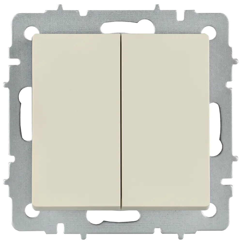 Переключатель встраиваемый перекрестный IEK Brite 2 клавиши цвет бежевый STLM-2060593