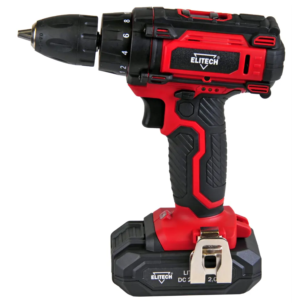 Дрель-шуруповерт аккумуляторная Elitech ДА 20-2СЛ E2201.023.01, 20 В Li-ion 2x2 Ач STLM-2150203 - Вид №1