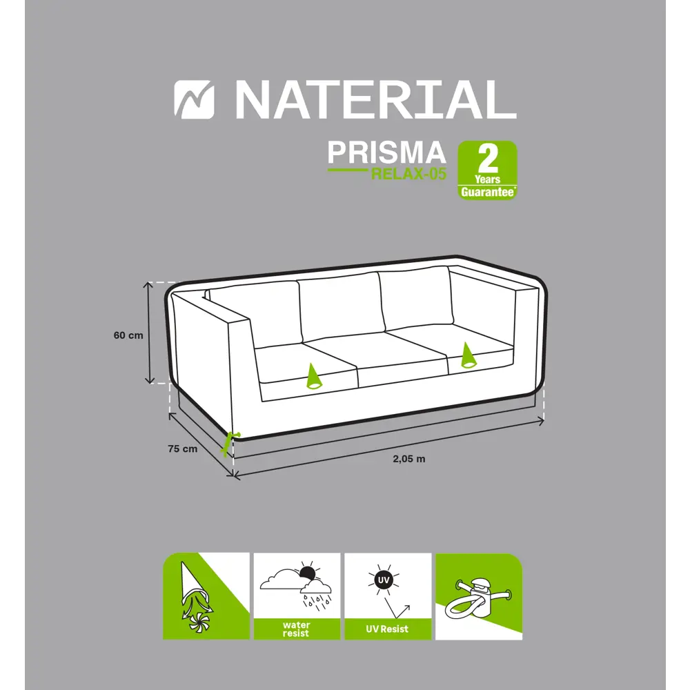 Защитный чехол для дивана Naterial 75x60x205 см полиэстер светло-серый STLM-2168281 - Вид №7