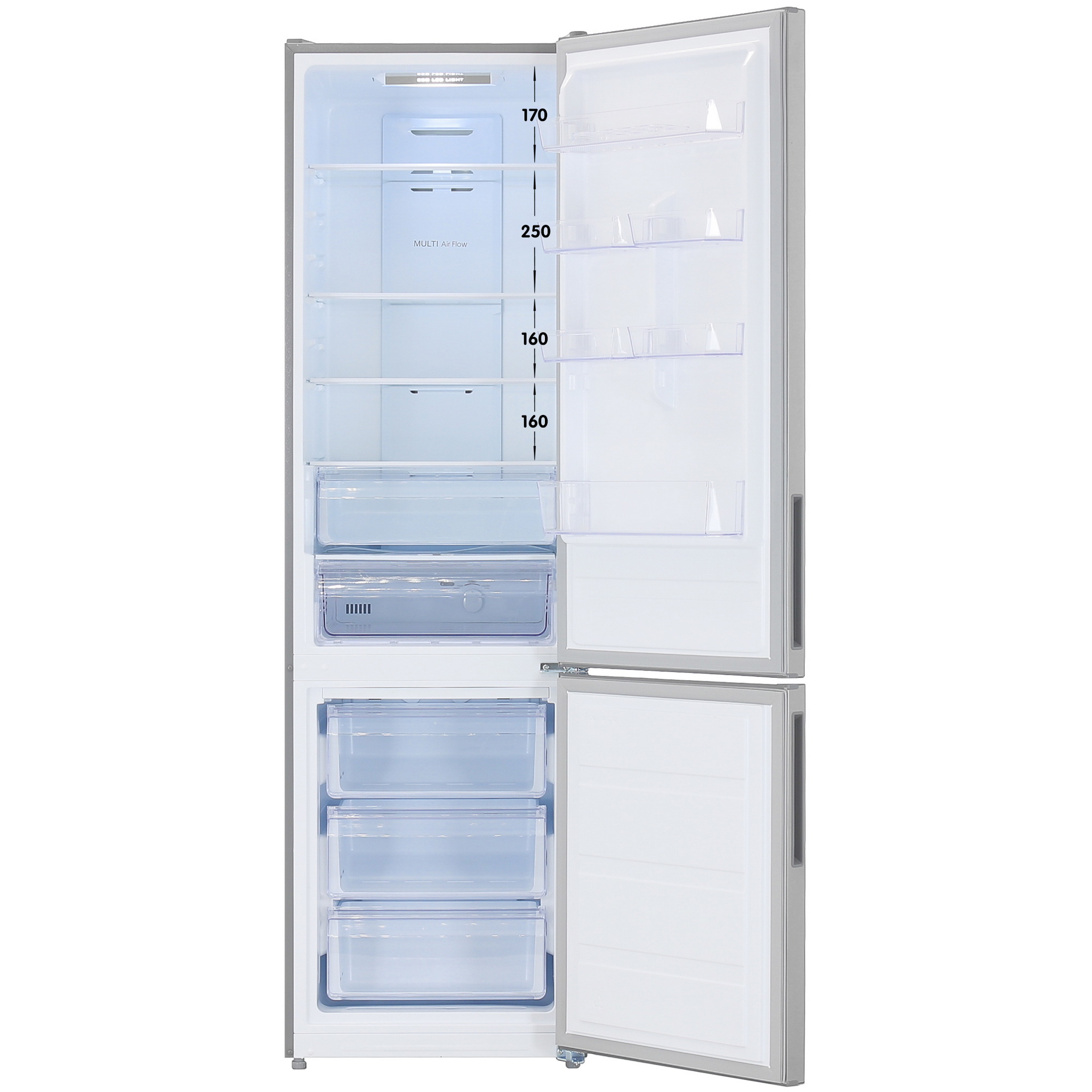 9049275 Холодильник с морозильником   DEXP B4-39AMA серебристый STDN-0126894 - Вид №1