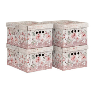 90779021 Набор коробок 4 шт 25x18.50x33 см 15.30 л картон цвет серо-розовый JARDIN STLM-0378950 VALIANT