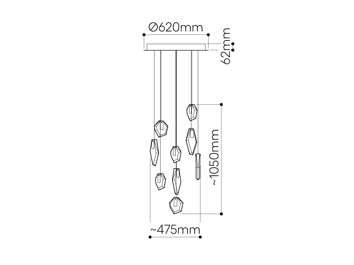 Стеклянная светодиодная люстра bomma Фрагменты ARCH-00010627 - Вид №4