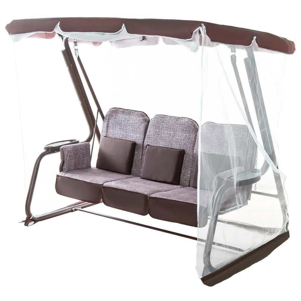 Качели садовые Октавия 3-х местные (до 300 кг) коричневый Santreyd STLM-2183842