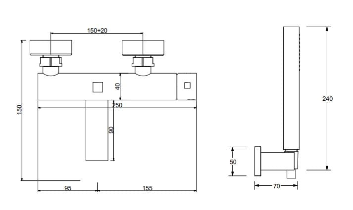 Внешний смеситель для ванны с ручным душем QD Magistro Lab приложение ARCH-00094756 - Вид №2