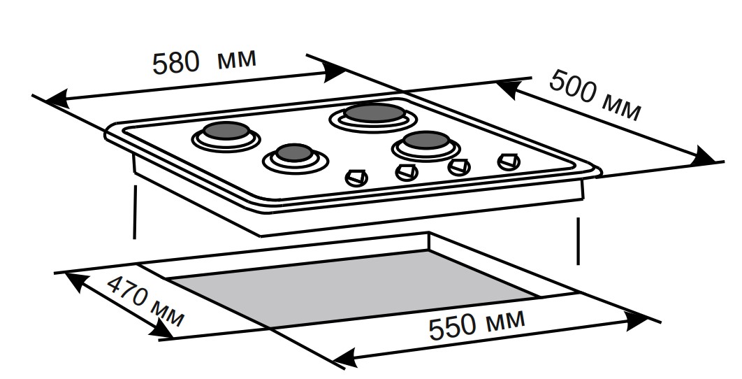 1353133 Газовая варочная поверхность De Luxe 5840.00 гмв -050ЧР STDN-0065855 - Вид №6