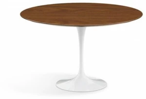 KNOLL Круглый стол с деревянной столешницей и алюминиевым основанием Tulip