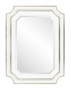 Зеркало настенное прямоугольное в белой раме "Кьяра" LOUVRE HOME ДИЗАЙНЕРСКИЕ 302899 Белый;серебро