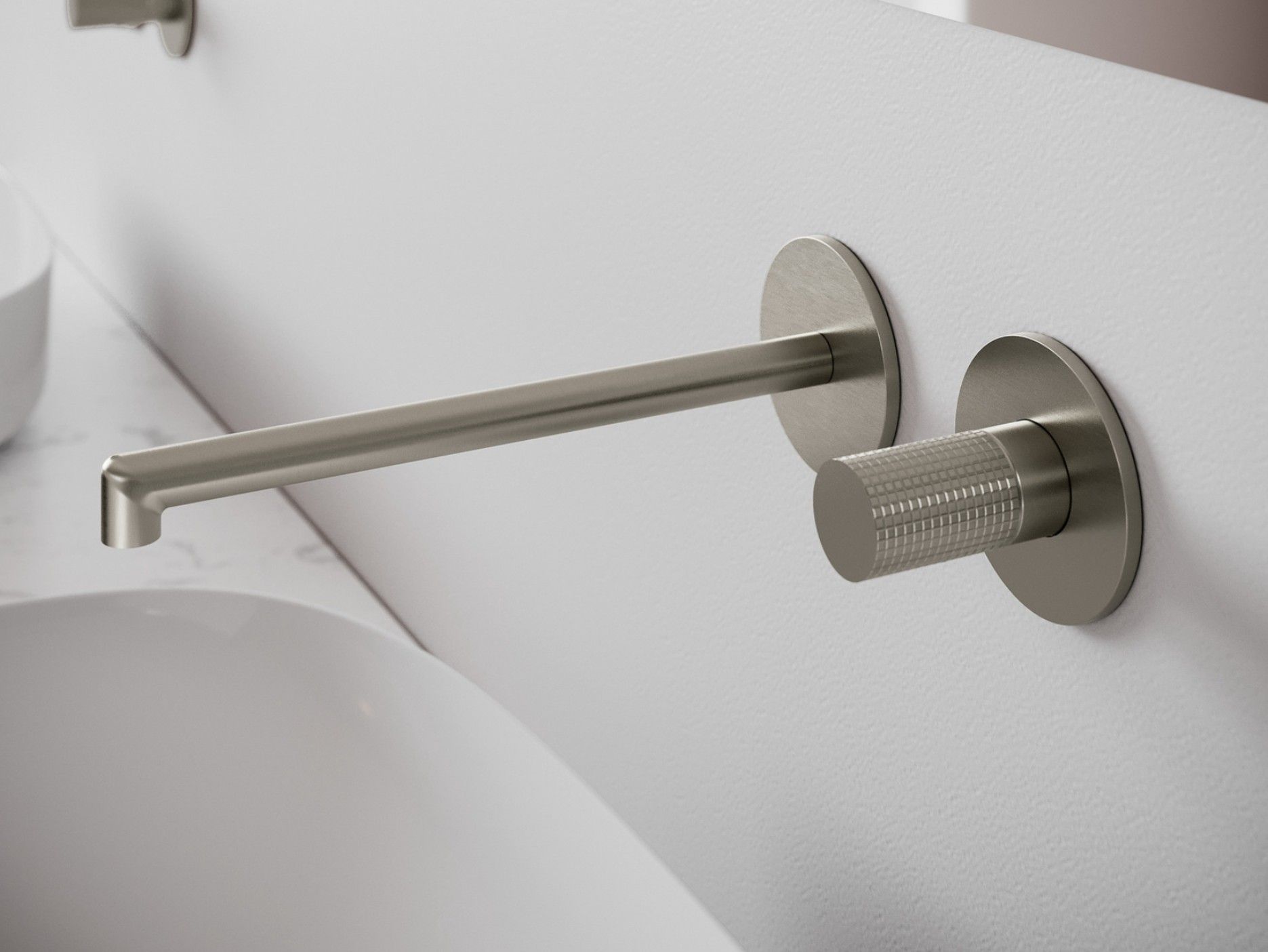 Латунный однорычажный настенный смеситель для раковины с 2 отверстиями Rubinetterie Treemme T30 ARCH-00047673 - Вид №1