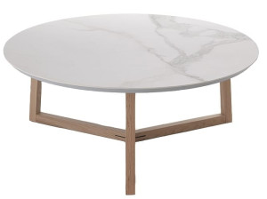 Мраморный круглый низкий журнальный столик