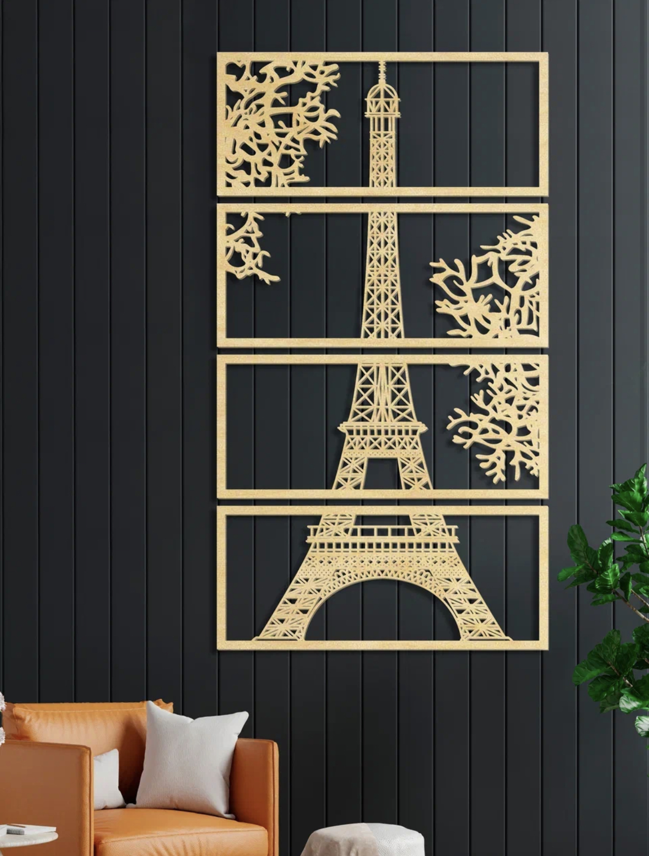 91017755 Декоративное деревянное панно малое "Париж" цвет натуральный STLM-0443171 ARTCORE