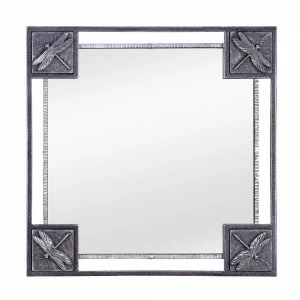 Зеркало настенное квадратное черное серебро "Стрекозы" RUNDEN ДИЗАЙНЕРСКИЕ 00-3966556 Зеркальный;серебро