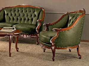 Modenese Gastone Мягкое кожаное кресло с подлокотниками Villa venezia