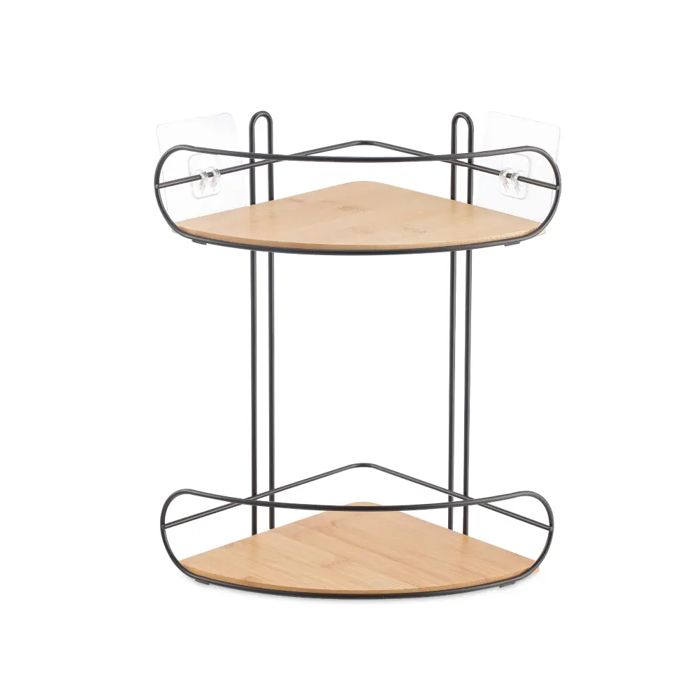 Полка для душа Lemer Nice угловая 2 яруса цвет дерево/черный STLM-2201212