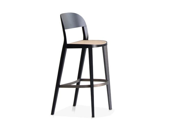 Высокий табурет из Венского ясеня и соломы со спинкой Potocco минимальная ARCH-00113521