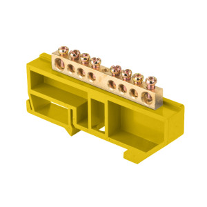90384548 Шина нулевая N PROxima 6х9 мм 8 отверстий латунь желтый изолятор на DIN-рейку STLM-0208734 EKF