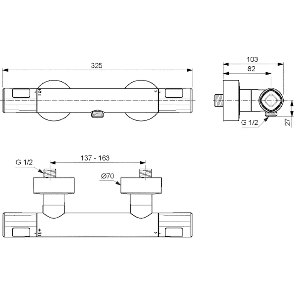 Смеситель термостатический Ideal Standard для душа T100 цвет хром STLM-2126569 - Вид №4