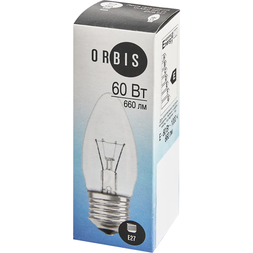 Лампа накаливания Orbis E27 230 В 60 Вт свеча 660 лм Santreyd STLM-2208874 - Вид №3