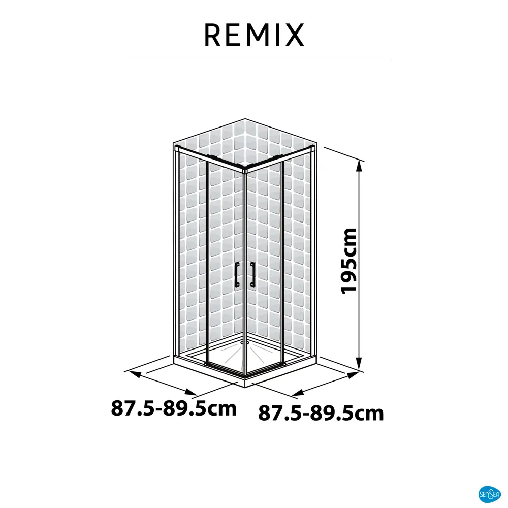 Душевая ширма Sensea Remix квадратный 90x90 см хромированный профиль прозрачное стекло раздвижной Без серии STLM-2008876 - Вид №14