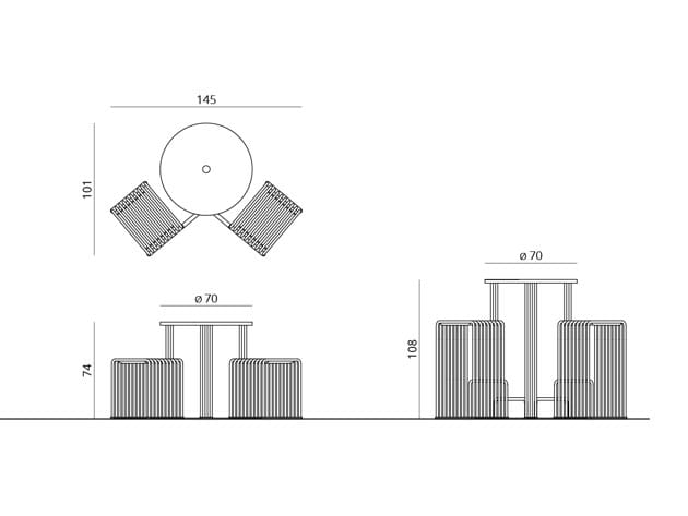 Высокий стол для общественных мест со встроенными стульями Urbantime Zeroиндексы.015 ARCH-00150029 - Вид №5