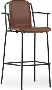 601986 Кресло Bar, 75 см, передняя обивка, черная сталь / коричневый / ультра кожа Normann Copenhagen Studio