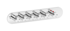 EUA522OONBT Комплект наружных частей термостата на 5 потребителей - горизонтальная овальная панель с ручками Belmondo IB Aqua - 5 потребителей