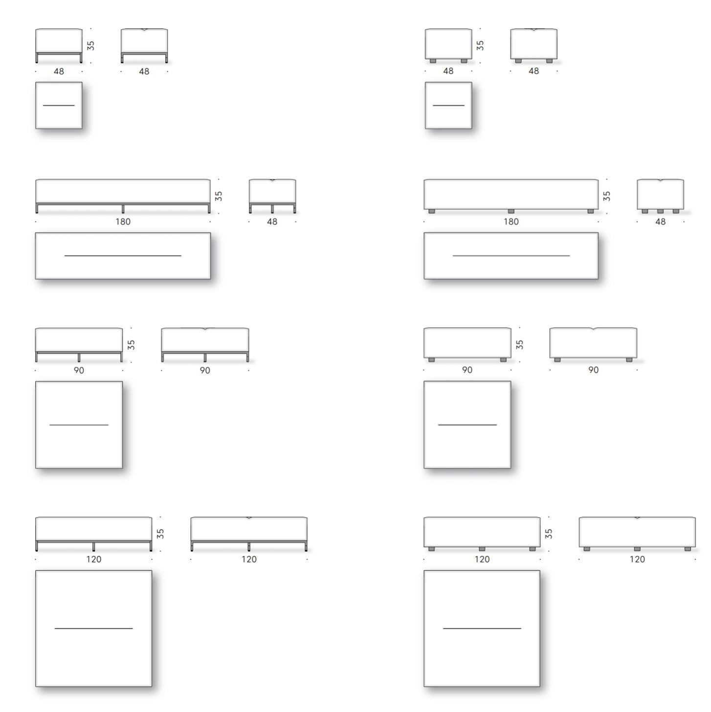 Квадратный пуф из ткани DE PADOVA ARCH-00137352 - Вид №3