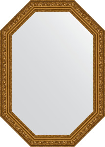 BY 7021 Зеркало в багетной раме - виньетка состаренное золото 56 mm EVOFORM Octagon