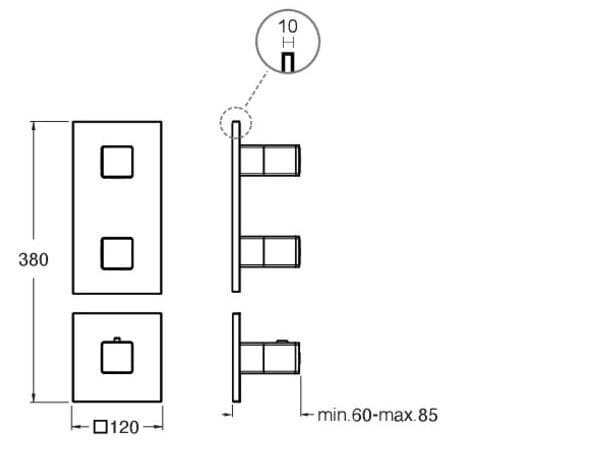 Однорычажный термостатический смеситель для душа / ванны с 3 отверстиями CRISTINA Rubinetterie Термостатические смесители-Shower &amp ARCH-00023504 - Вид №2