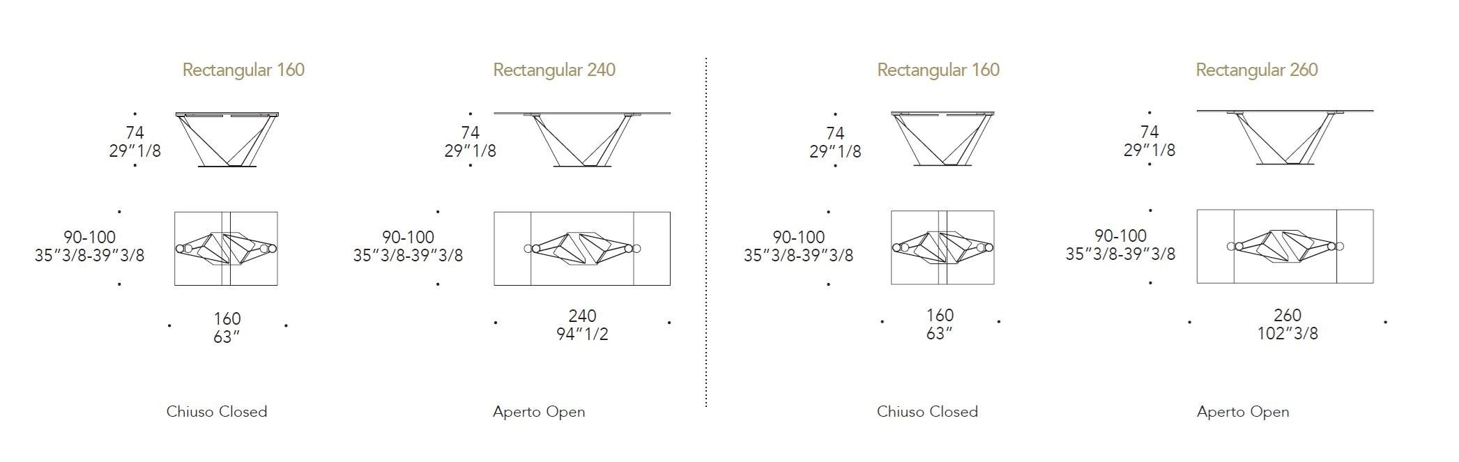 Стеклянный прямоугольный выдвижной стол с металлическим основанием REFLEX QUARTZ 72 ARCH-00100000 - Вид №4