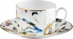 10602877 Roberto Cavalli Home Чашка чайная с блюдцем Roberto Cavalli Home "Птицы в саду" 200мл Фарфор