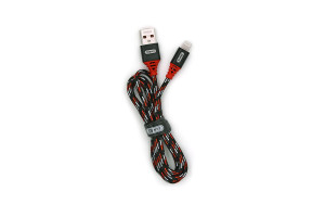 17858479 USB-кабель AM-8pin 1 метр, 2.4A, тканевый, черно-красный, 23750-BL-690iBKR BYZ