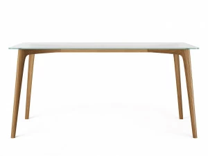 Обеденный стол стеклянный с ножками натуральный дуб 160 см Floyd THE IDEA  210037 Бежевый;прозрачный