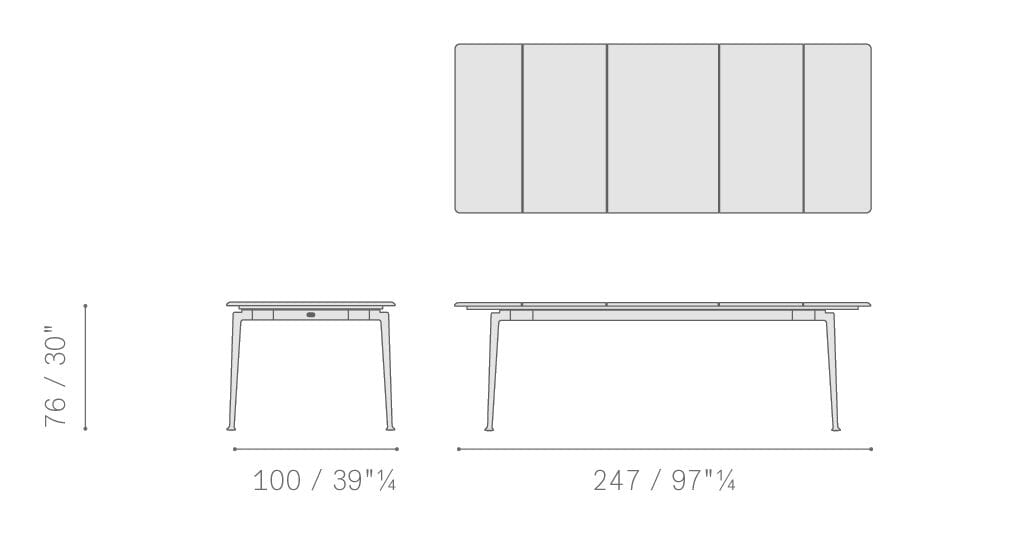 Алюминиевый и деревянный прямоугольный садовый стол Poltrona Frau SOLARIA ARCH-00031017 - Вид №8