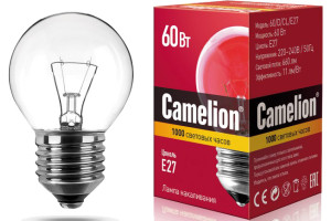 15907852 Электрическая лампа накаливания с прозрачной колбой 60/D/CL/E27 сфера 13484 Camelion
