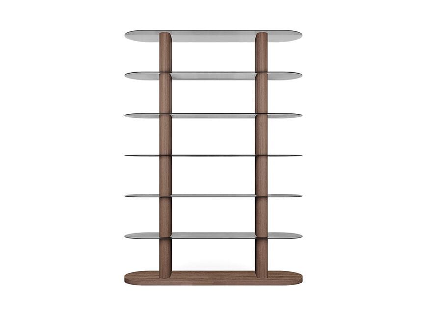 Книжный шкаф из массива ореха Каналетто со стеклянными полками CEPPI Evergreen ARCH-00093889