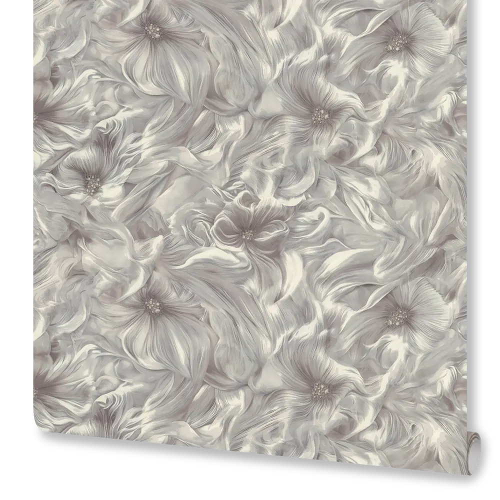 Обои флизелиновые Euro Decor Mia серые с цветочным рисунком 1.06 м 89423724 STLM-1569126