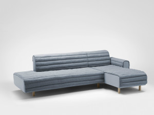 Угловой диван из ткани с полуостровом