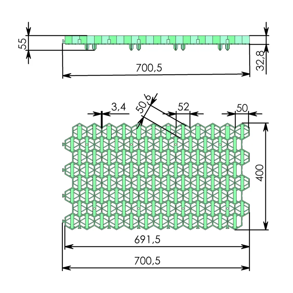 Решетка газонная Geolia 70x40x3.2 см полипропилен зеленый 150 шт STLM-2030322 - Вид №1