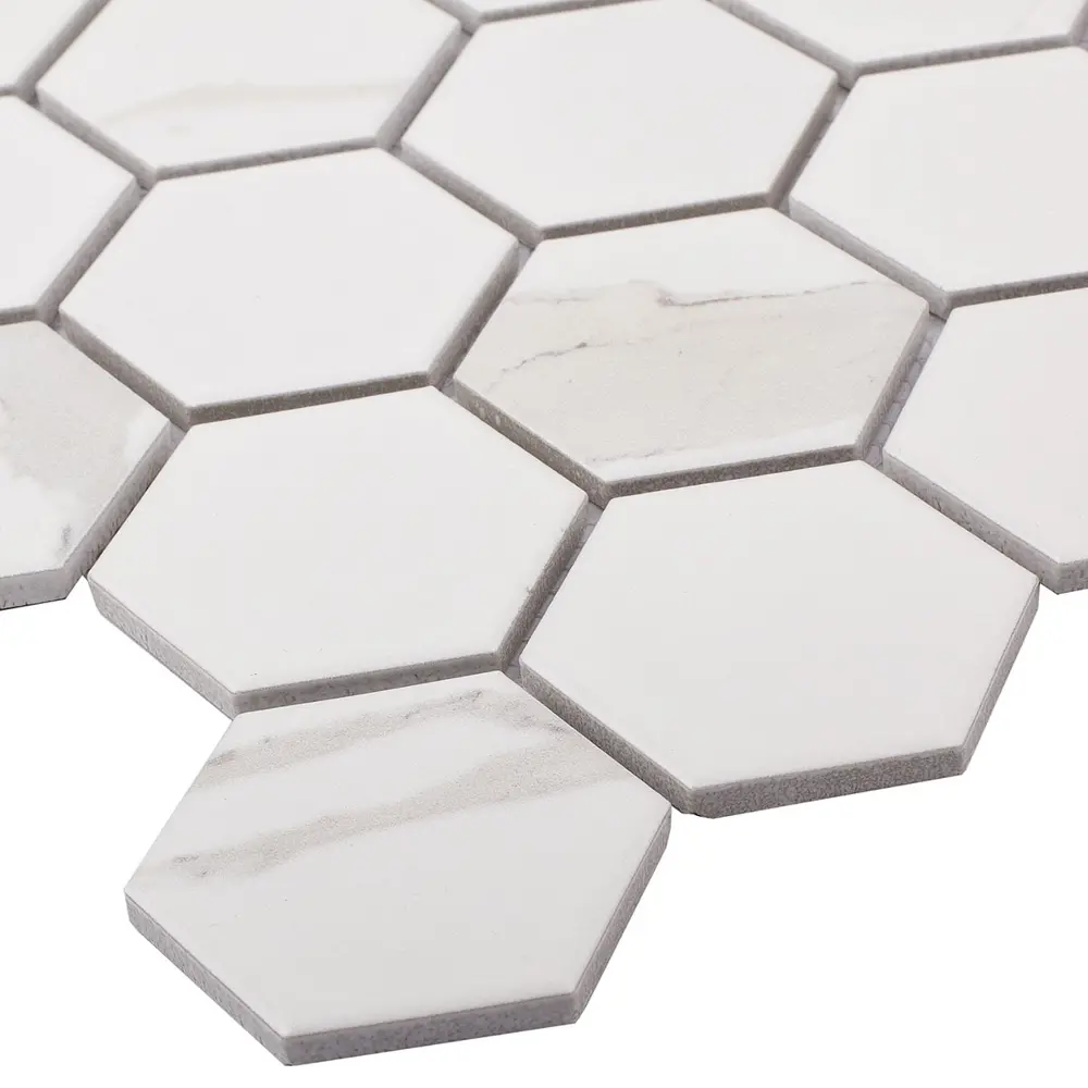 Мозаика керамическая Smart Mosaic Homework Hexagon Carrara Matt 27.1x28.2 см цвет серый STLM-2106461 - Вид №4