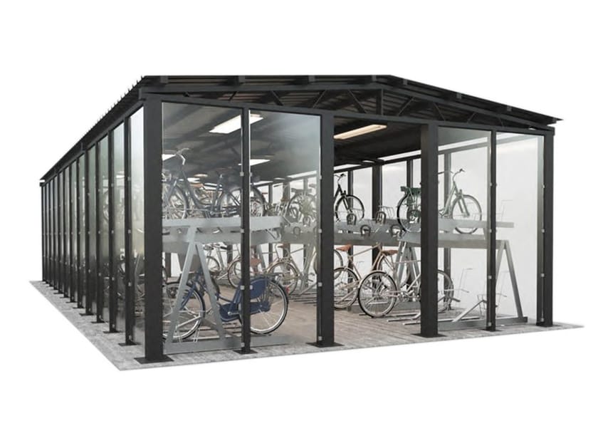 Стальной и стеклянный навес для велосипедов и мопедов Lazzari BIKE HOTEL ARCH-00124159