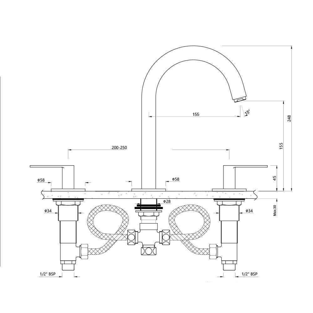 Смеситель для раковины с 3 отверстиями JAQUAR Laguna ARCH-00115864 - Вид №7