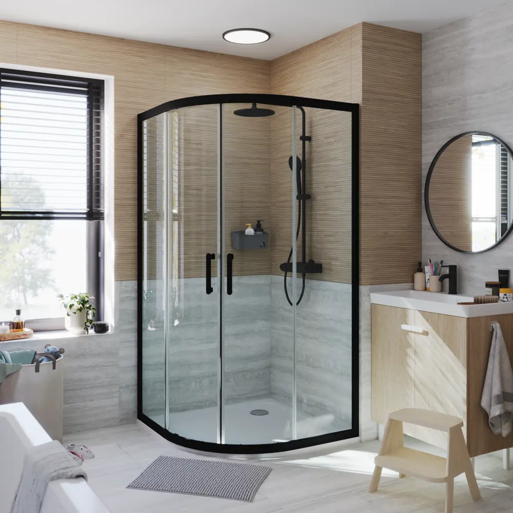 Комплект стекол для душевой ширмы Sensea Easy 1/4 круга 90x90 см прозрачное, цвет профиля на выбор 88103645 STLM-2132640 - Вид №21
