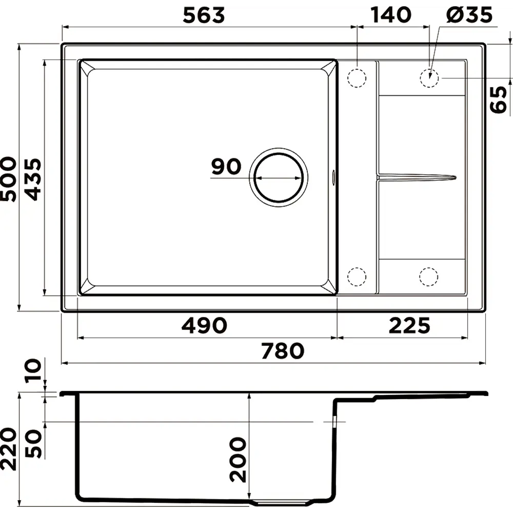 Кухонная мойка OMOIKIRI Sumi 78-LB-CH 78x50см искусственный гранит/шампань