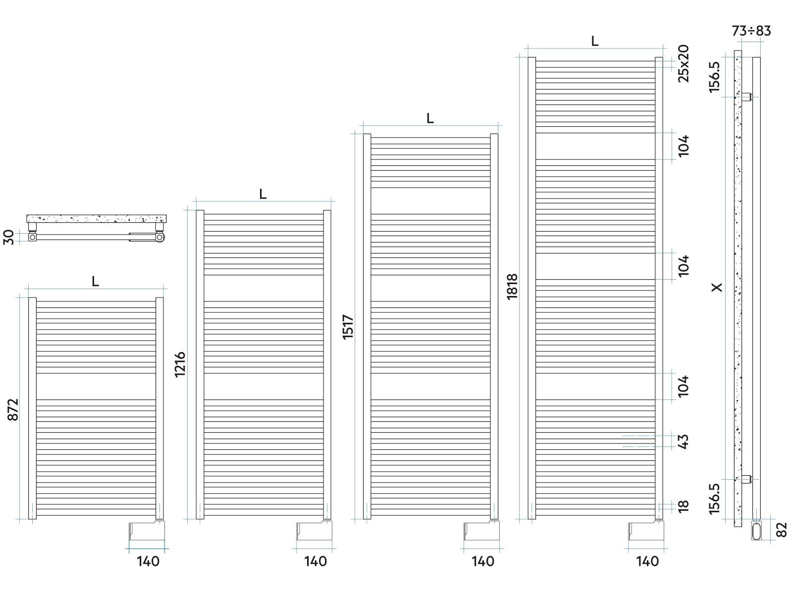 Электрический стальной радиатор для ванны Irsap QUADRÉ ELETTRICO ARCH-00152422 - Вид №6