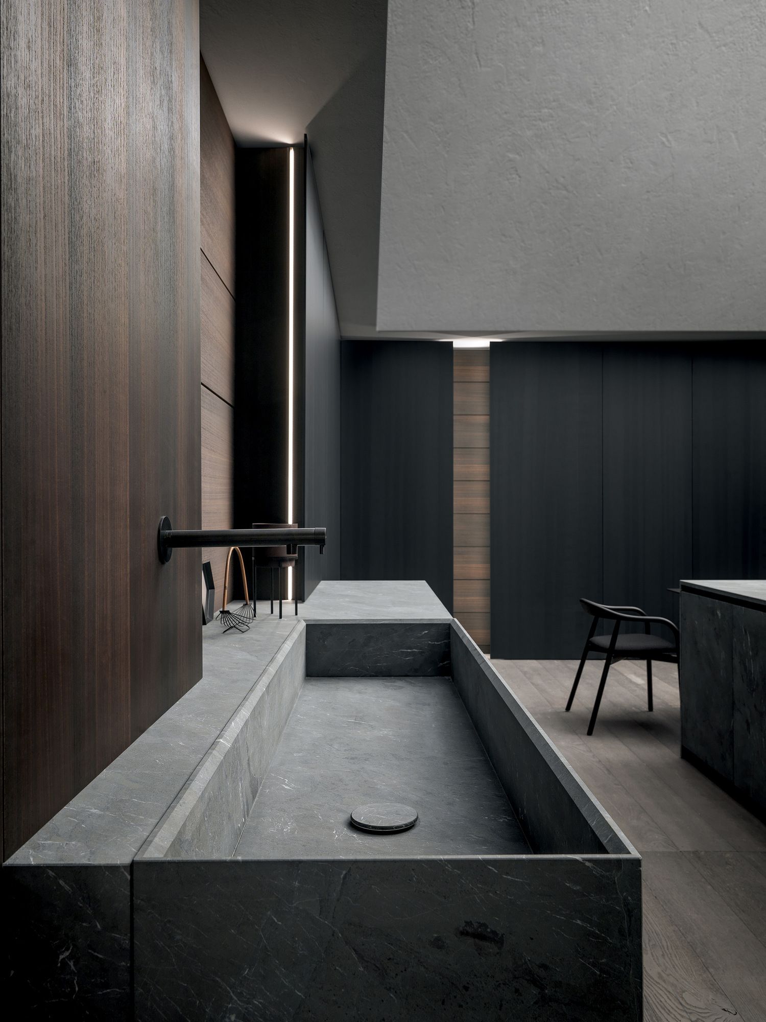 Кухня с каменным островом и эвкалиптовым шпоном MODULNOVA Blade Lab ARCH-00136930 - Вид №4