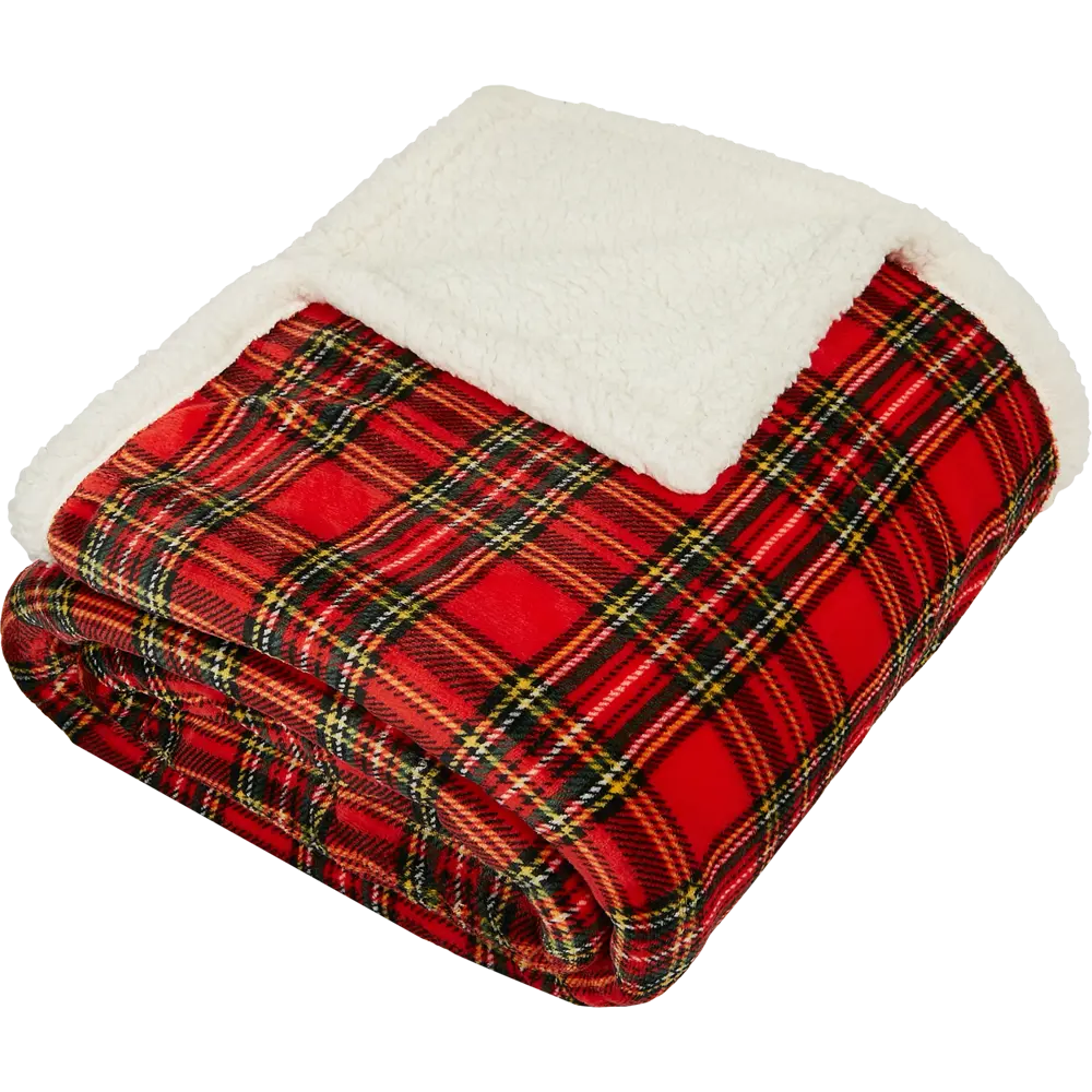 Плед Клетка 180x200 см шерпа цвет красный СТОЛИЦА ТЕКСТИЛЯ Новый год STLM-2101591 - Вид №3