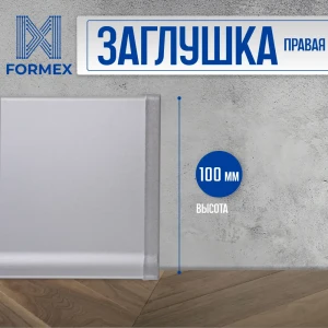 Заглушка правая для плинтуса алюминиевая FORMEX 100 мм